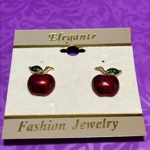 New Elegance Red Apple Shaped Metal Fashion Jewelry Clip-On Earrings